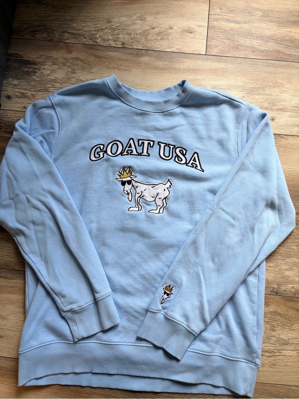 GOAT USA Light Blue Graphic Crew Sweatshirt